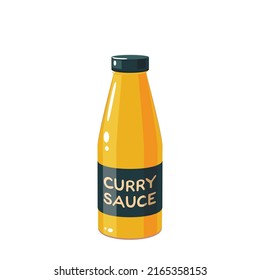 Curry sauce bottle. Vector illustration cartoon icon isolated on white background .