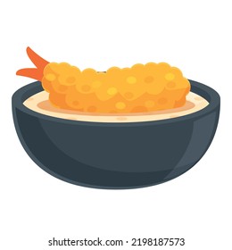 Curry Tempura Icon Cartoon Vector. Fried Cooking. Prawn Dish