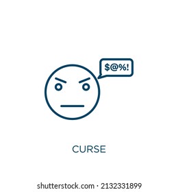 curse icon. Thin linear curse outline icon isolated on white background. Line vector curse sign, symbol for web and mobile