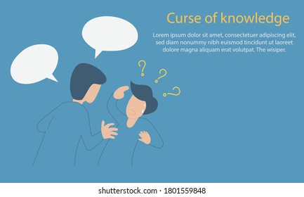 curse of knowledge concept,Whenever we can easily know or solve a problem Then we think that other people Will be able to know and solve problems the same way as us,Vector illustration.