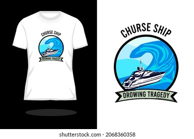 curse ship drowning tragedy silhouette retro shirt design