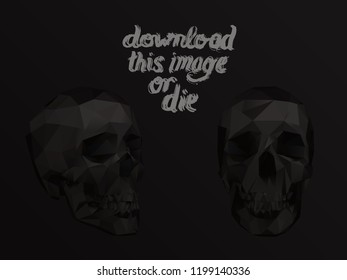 Cursed Dark Vector Low Poly Skull Polygonal 3D Rendering