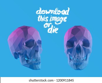 Cursed Gradient Vector Low Poly Skull Set Polygonal 3D Rendering