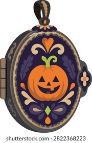 cursed locket tarnished metal decorative vector illustration