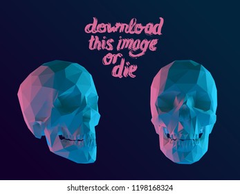 Cursed Modern Vector Low Poly Skull Polygonal 3D Rendering