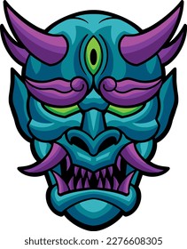 cursed oni mask design in vector file