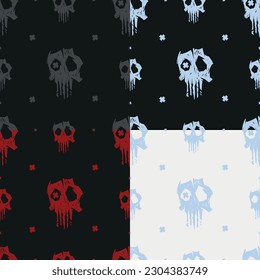 Cursed skull seamless pattern 4 variations. Suitable for fashion industry, branding, halloween background.