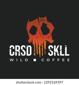 Cursed Skull Wild Coffee Logo concept. Vector illustration