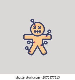 Cursed Voodoo Puppet Filled Outline Icon, Logo, and illustration Vector