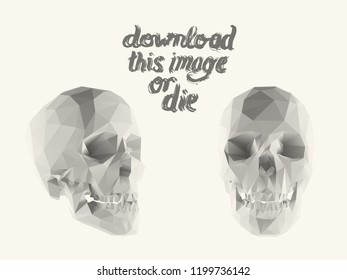 Cursed White Vector Low Poly Skull Polygonal 3D Rendering