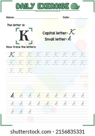 Práctica de seguimiento de letras cursivas y ejercicio de escritura a mano para niños de escuelas primarias y de jardines de infancia