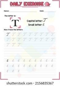 Cursive alphabet Letter Tracing Practice and Handwriting Exercise for Primary and Kindergarten School Kids