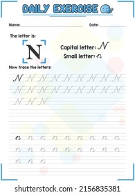 Cursive Alphabet Letter Tracing Practice And Handwriting Exercise For Primary And Kindergarten School Kids