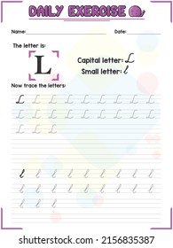 Cursive Alphabet Letter Tracing Practice And Handwriting Exercise For Primary And Kindergarten School Kids