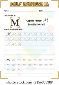 Cursive Alphabet Letter Tracing Practice And Handwriting Exercise For Primary And Kindergarten School Kids