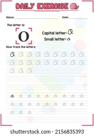 Cursive Alphabet Letter Tracing Practice And Handwriting Exercise For Primary And Kindergarten School Kids