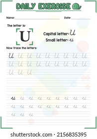 Cursive Alphabet Letter Tracing Practice And Handwriting Exercise For Primary And Kindergarten School Kids