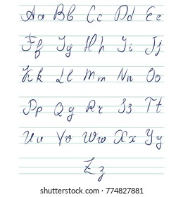 Cursive Alphabet Letters Vector Set Handwritten Stock Vector (Royalty ...