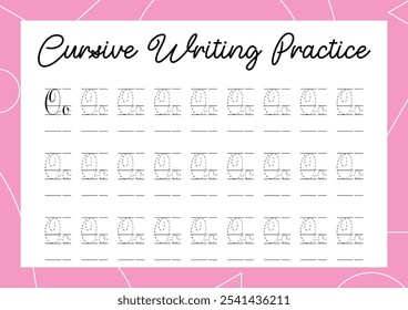 Cursive alphabet tracing practice for kindergarten and primary kids' handwriting development