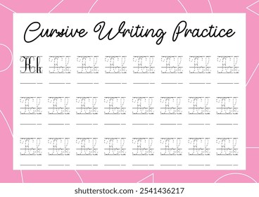 Cursive alphabet tracing practice for kindergarten and primary kids' handwriting development