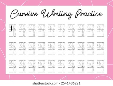 Cursive alphabet tracing practice for kindergarten and primary kids' handwriting development