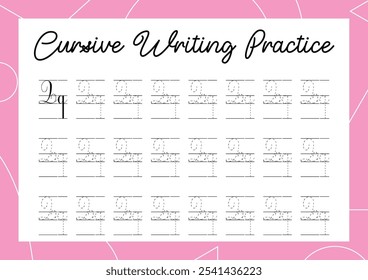 Cursive alphabet tracing practice for kindergarten and primary kids' handwriting development