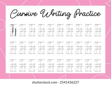 Cursive alphabet tracing practice for kindergarten and primary kids' handwriting development