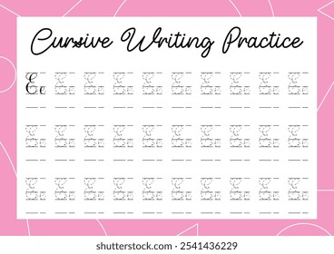 Cursive alphabet tracing practice for kindergarten and primary kids' handwriting development