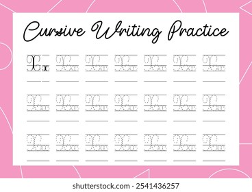 Cursive alphabet tracing practice for kindergarten and primary kids' handwriting development