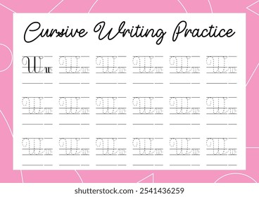 Cursive alphabet tracing practice for kindergarten and primary kids' handwriting development