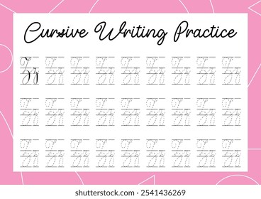 Cursive alphabet tracing practice for kindergarten and primary kids' handwriting development