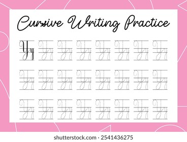 Cursive alphabet tracing practice for kindergarten and primary kids' handwriting development