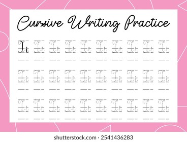 Cursive alphabet tracing practice for kindergarten and primary kids' handwriting development