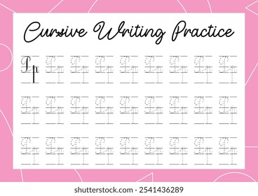 Cursive alphabet tracing practice for kindergarten and primary kids' handwriting development