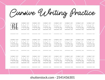 Cursive alphabet tracing practice for kindergarten and primary kids' handwriting development