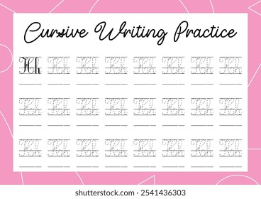 Cursive alphabet tracing practice for kindergarten and primary kids' handwriting development