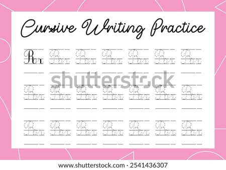 Cursive alphabet tracing practice for kindergarten and primary kids' handwriting development