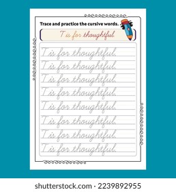 Cursive Alphabet Word Tracing Worksheet