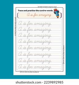 Cursive Alphabet Word Tracing Worksheet
