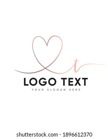 Una letra cursiva y hermosa de tipo de letra cepillada a mano modelo de logotipo T, logotipo de vectores para identidad empresarial y de empresa 
