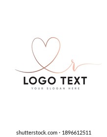 A cursive and beautiful hand brushed letter type R  logo template, Vector logo for business and company identity 
