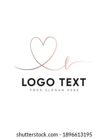A cursive and beautiful hand brushed letter type L  logo template, Vector logo for business and company identity 
