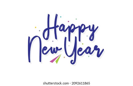 Cursive Calligraphic Card New Year Happy Stock Vector (Royalty Free ...