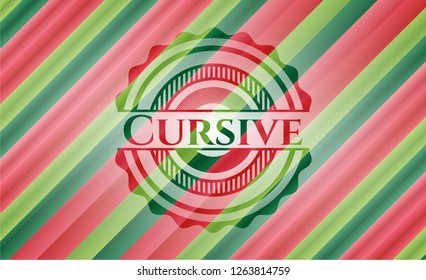 Cursive christmas colors style emblem.