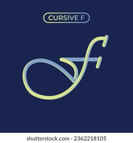 Cursive f Blend Letter Logo Design Calligraphy Signature Handwriting Vector
