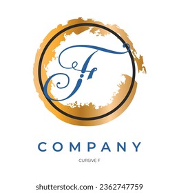 Cursive f Calligraphy Wedding Signature Handwriting Logo Design Vector