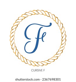 Cursive f Rope Handwriting Calligraphy Vector Logo Design