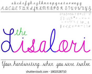Cursive hand drawn font vector with letters built to link together. Looks like natural, traditional handwriting.