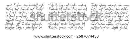 Cursive hand scribble with handwritten text letter in flowing script for personal write style and authentic communication. Informal penmanship sample on white paper. Manuscript gibberish calligraphy.