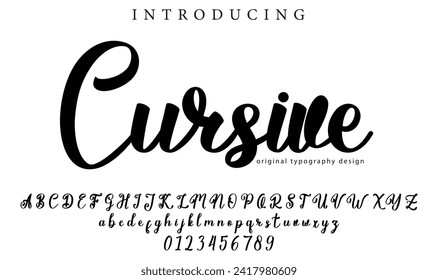 Cursive. Handdrawn calligraphic vector font for hand drawn messages. Modern gentle calligraphy
